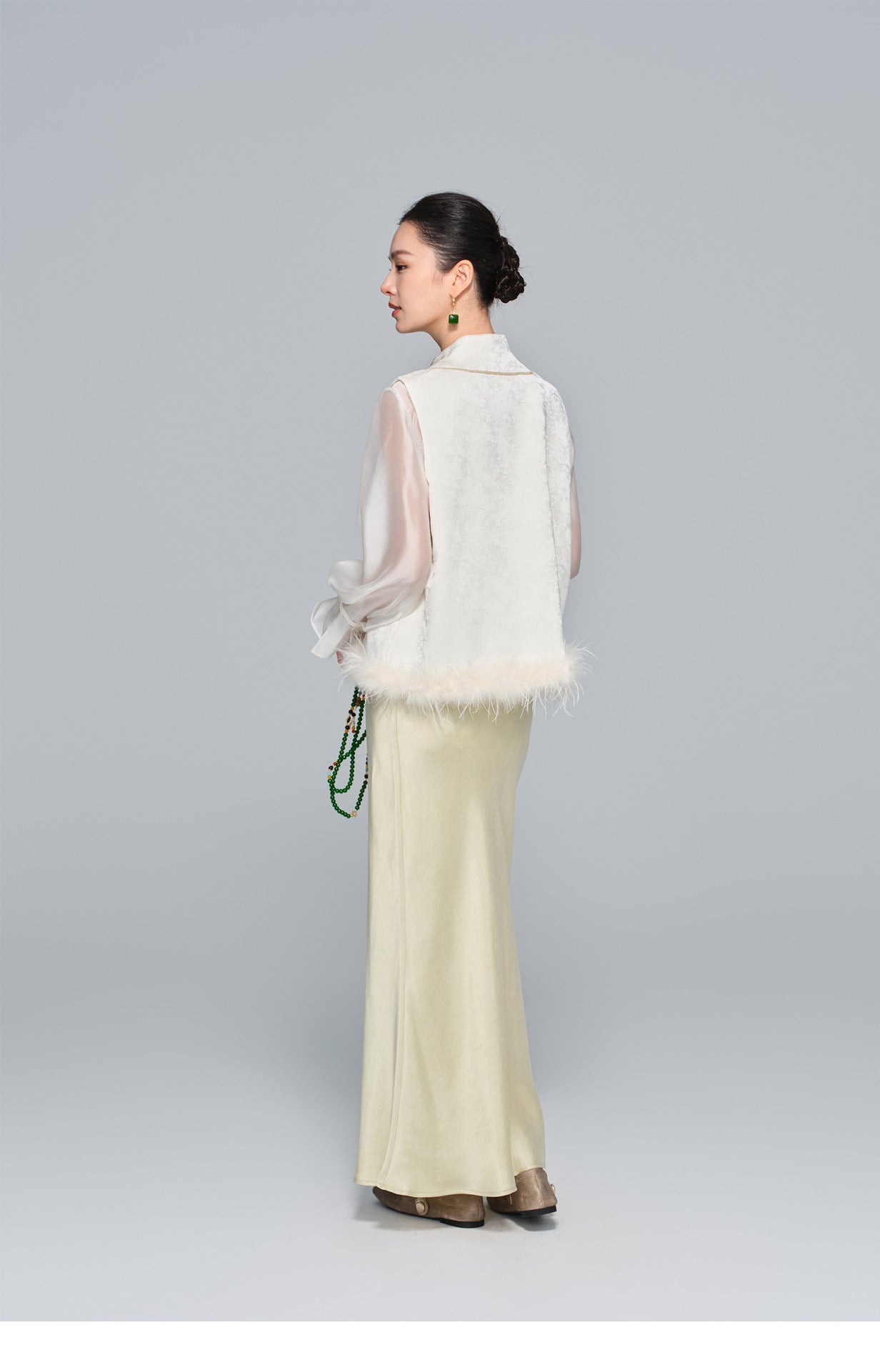 High-Waist Soft Cupro Silk Half Skirt for Women