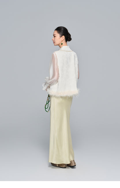 High-Waist Soft Cupro Silk Half Skirt for Women