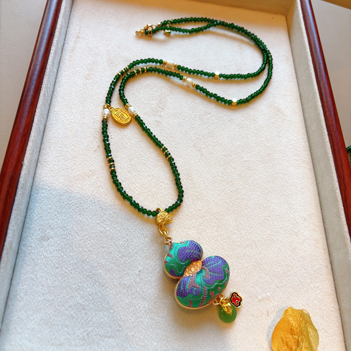 Handmade Song Brocade Gourd Necklace | New Chinese Style Cultural Heritage Accessory