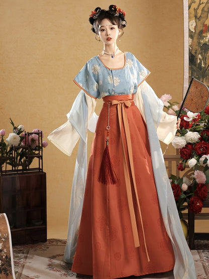 Tang Dynasty Hanfu Set — Beizi Shirt & Eight-Panel Waist Skirt