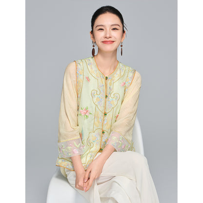 Elegant Silk Vest with Embroidery
