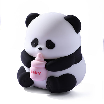 Panda Baby Bottle Night Light Silicone Rechargeable Bedside Lamp
