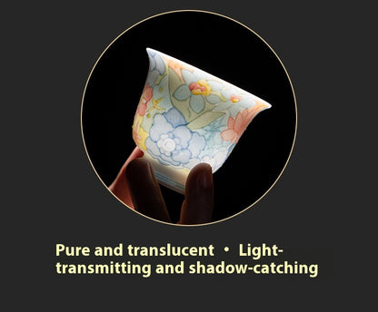 Jingdezhen Hand-Painted Underglaze Master Tea Cup Threaded Design