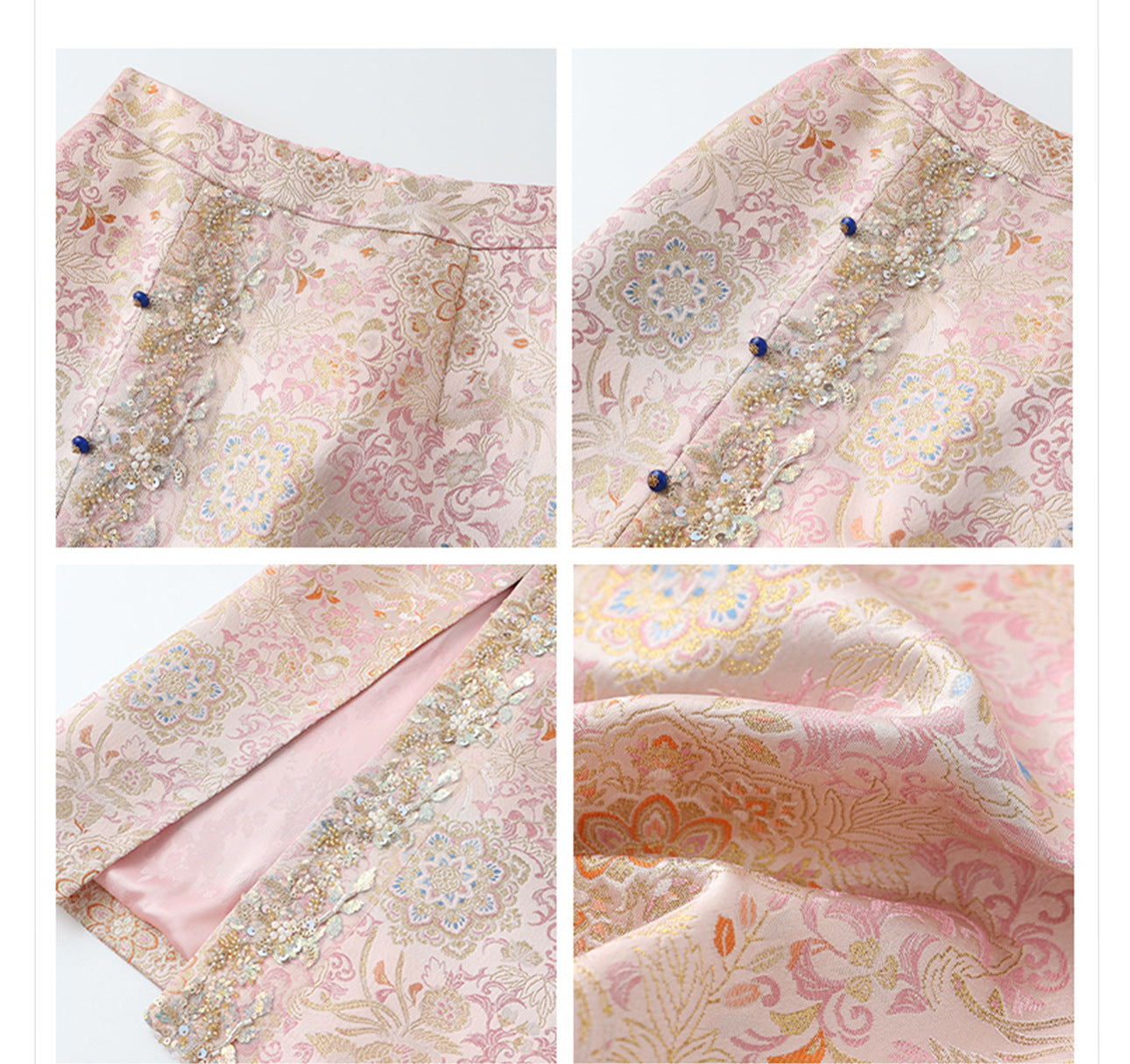 Elegant Beaded Asymmetrical Vest & High Waist Skirt Set