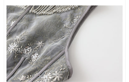 Elegant National Style Jacquard Beaded Embroidery Women's Set