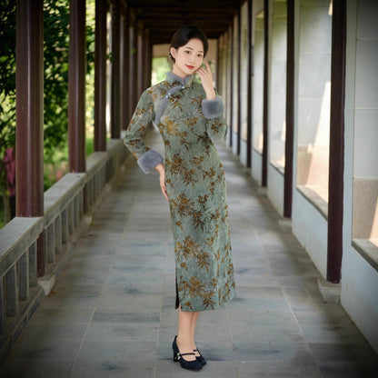 Old Shanghai Style Qipao – Elegant Autumn Winter Daily Wear
