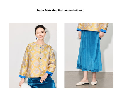 Stylish Retro Jacquard Long Sleeve Jacket