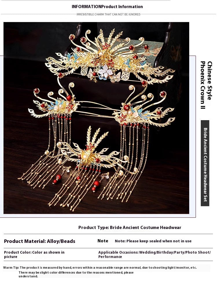 Xiuhe Clothing Phoenix Crown Xiapai Bride Dragon Phoenix Gown Headwear