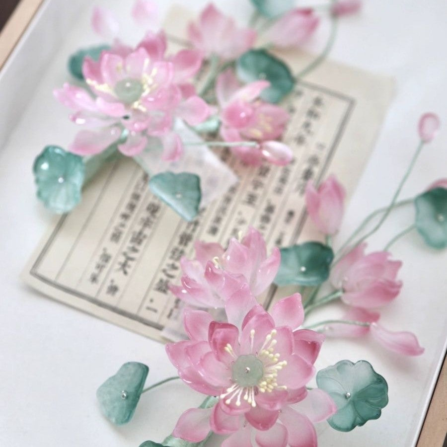 Lotus Flower Hair Clips New Chinese Style Hanfu Cheongsam Accessories