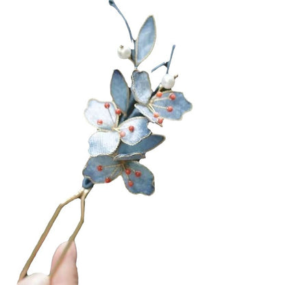 Enamel Blue Flower Hairpin | Elegant Chinese Style Cheongsam Ornament