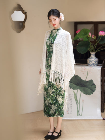 Jiangnan Retro Velvet Qipao – High-End Slim Fit Autumn Dress