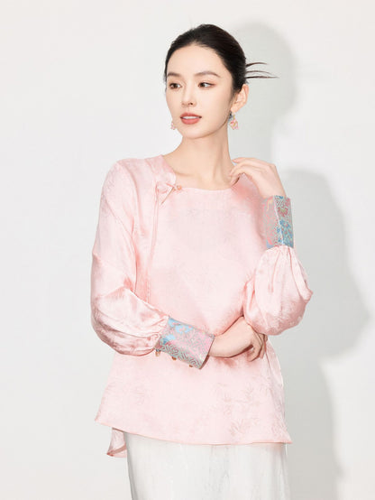 Stylish Retro Long Sleeve Jacquard Shirt