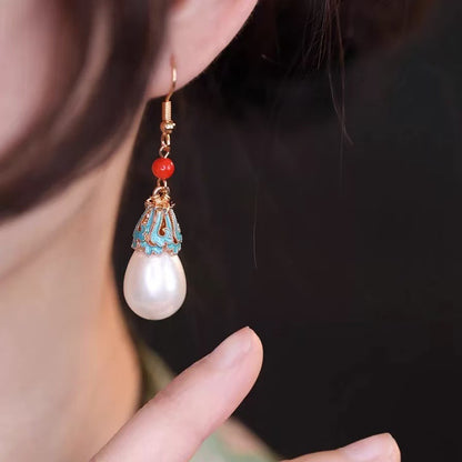 Burnt Blue Earrings | New Chinese Style Ancient Fairy Vintage Cheongsam Accessory