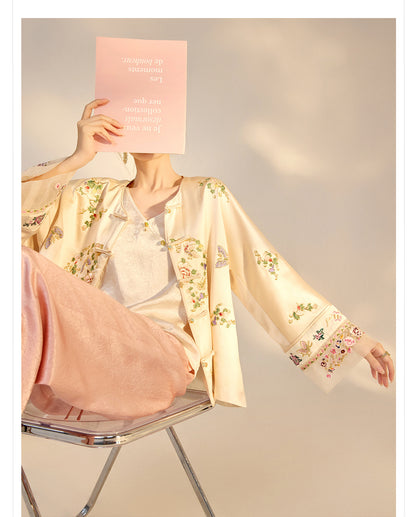 2026 Autumn New Chinese Style Printed Embroidered Acetate Coat for Women