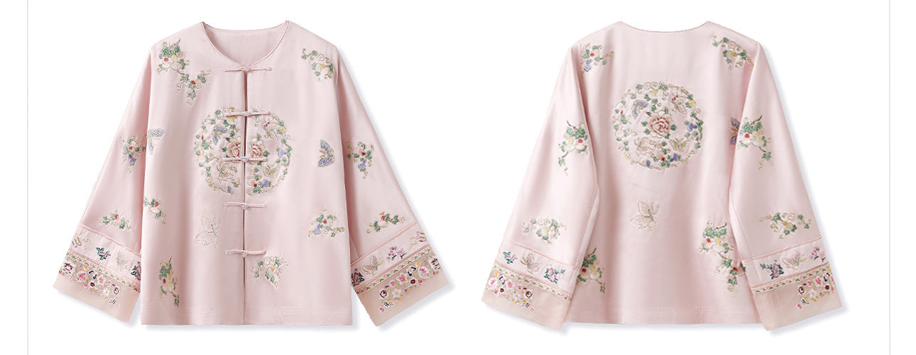 2026 Autumn New Chinese Style Printed Embroidered Acetate Coat for Women