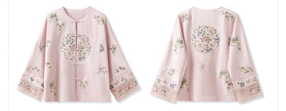 2026 Autumn New Chinese Style Printed Embroidered Acetate Coat for Women