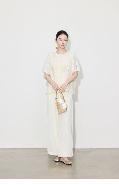 Elegant High-Waist Wide-Leg Summer Pants