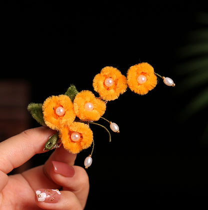 Hanfu Hairpin Osmanthus Clip Side Hair Accessory Chinese Vintage Autumn Winter