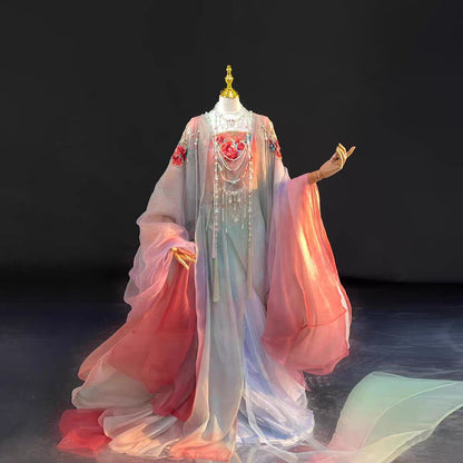 Original Hanfu Set Women's Heavy Embroidery Rose Manor Fairy Style