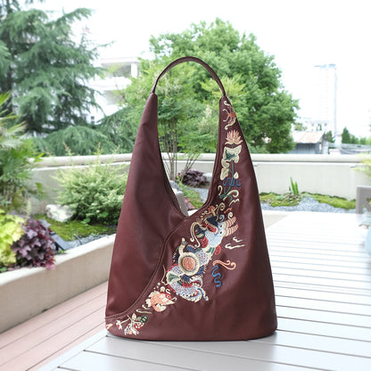 Elegant Xiangyun Silk Embroidered Bag — Large National Style Tote
