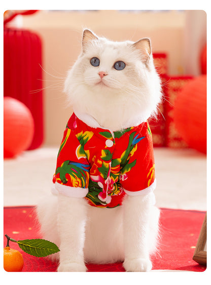 Retro Northeast Floral Coat Two-Leg Pet Clothes for Cats & Dogs