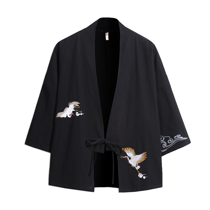 Mens Chinese Hanfu Taoist Robe Retro Kimono Jacket Trendy Top