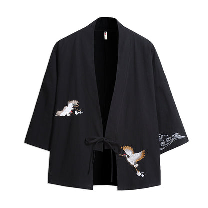 Mens Chinese Hanfu Taoist Robe Retro Kimono Jacket Trendy Top