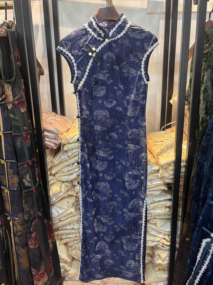 New Chinese Style Cheongsam – Blue Elegant Daily Dress