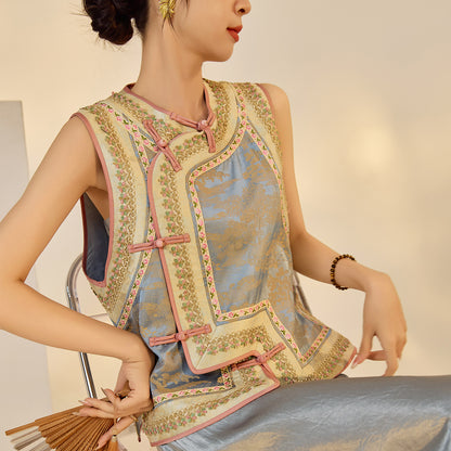 New Chinese Style Heavy Embroidery Rayon Vest for Women