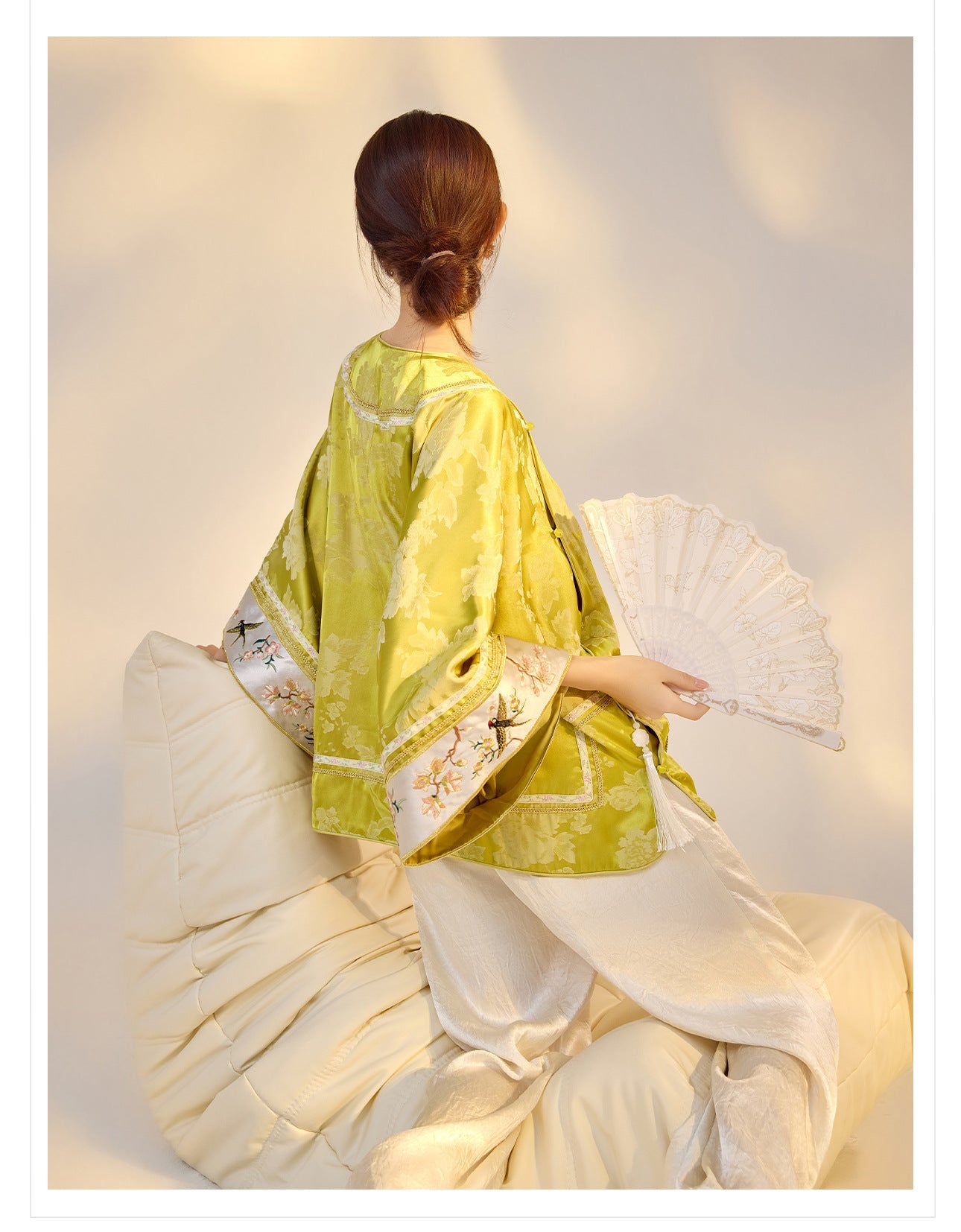 Elegant Yellow Jacquard Rayon Shirt New Chinese Style Top 2026