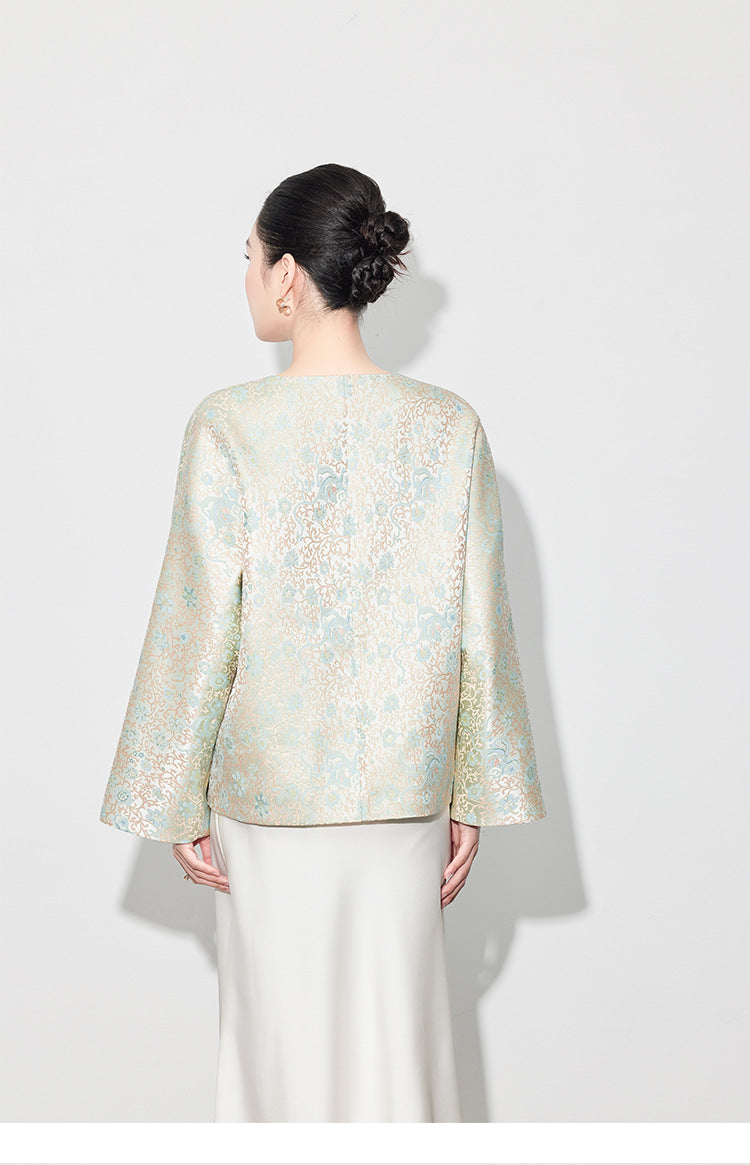 Stylish Autumn Jacquard Collar Blouse for Women