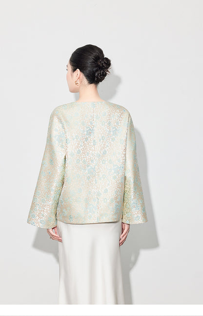 Stylish Autumn Jacquard Collar Blouse for Women