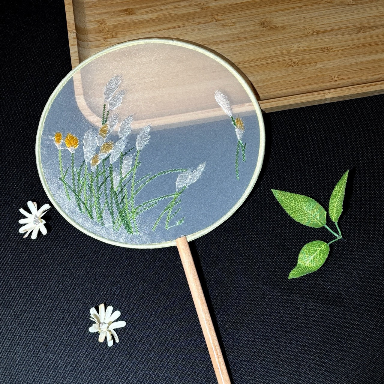 Handmade Chinese Round Fan — Summer Hanfu Cheongsam Embroidered Fan