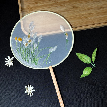 Handmade Chinese Round Fan — Summer Hanfu Cheongsam Embroidered Fan