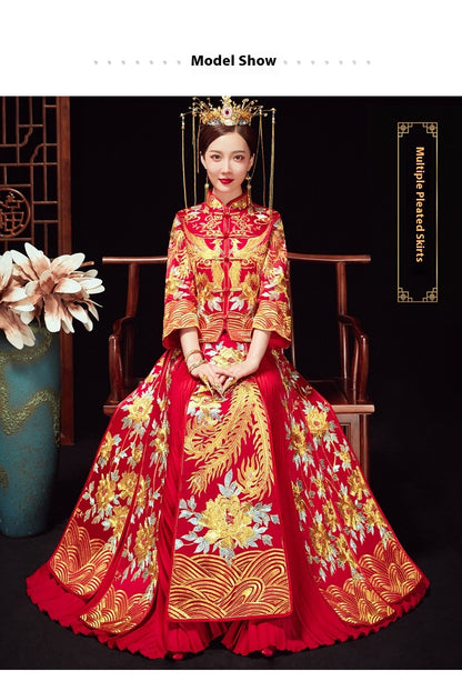 Xiuhe Wedding Dress Bride Plus Size Dragon Phoenix Gown Set