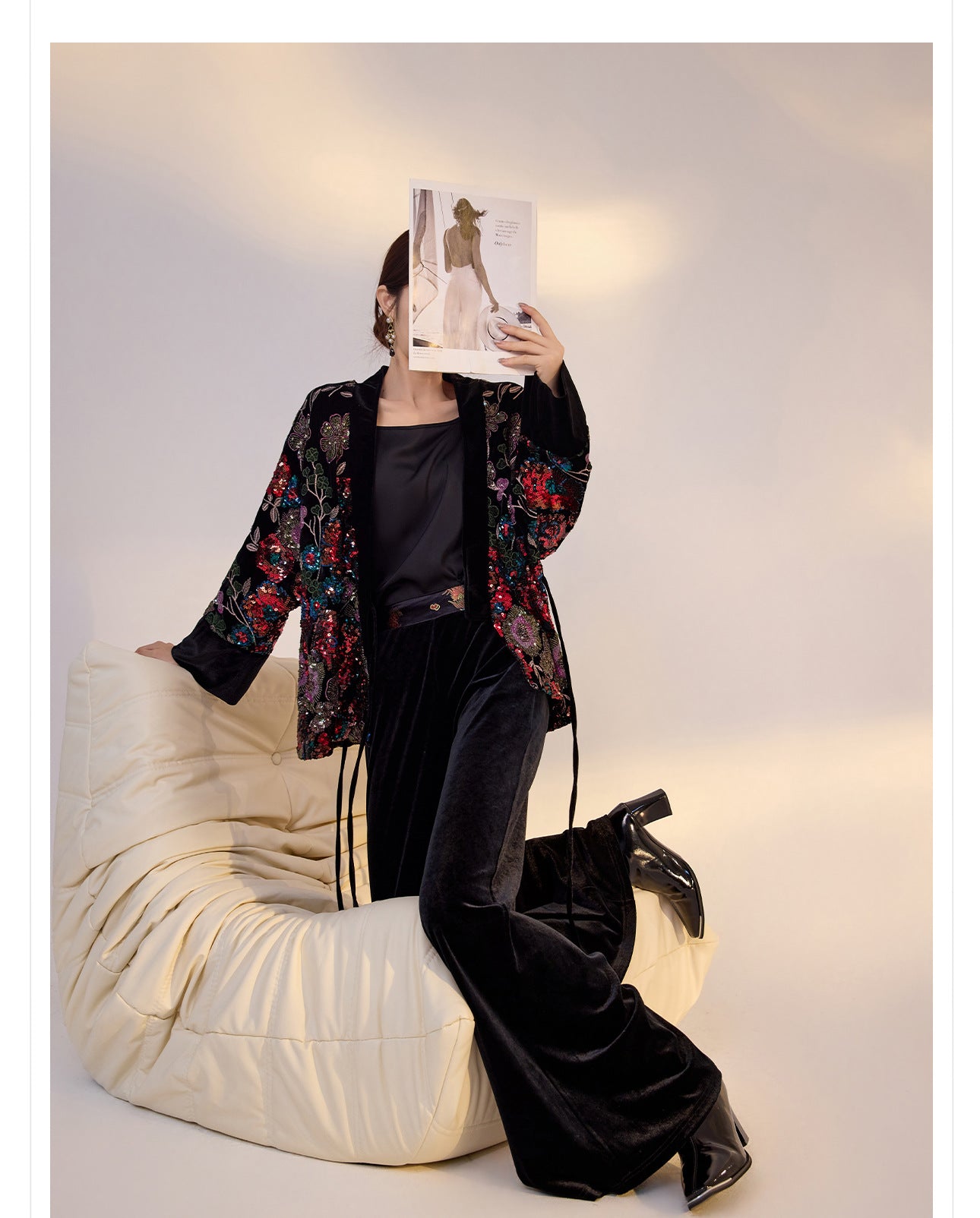 High-End New Chinese Style Embroidered Sequin Coat | Elegant National Top