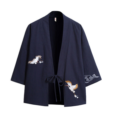 Mens Chinese Hanfu Taoist Robe Retro Kimono Jacket Trendy Top