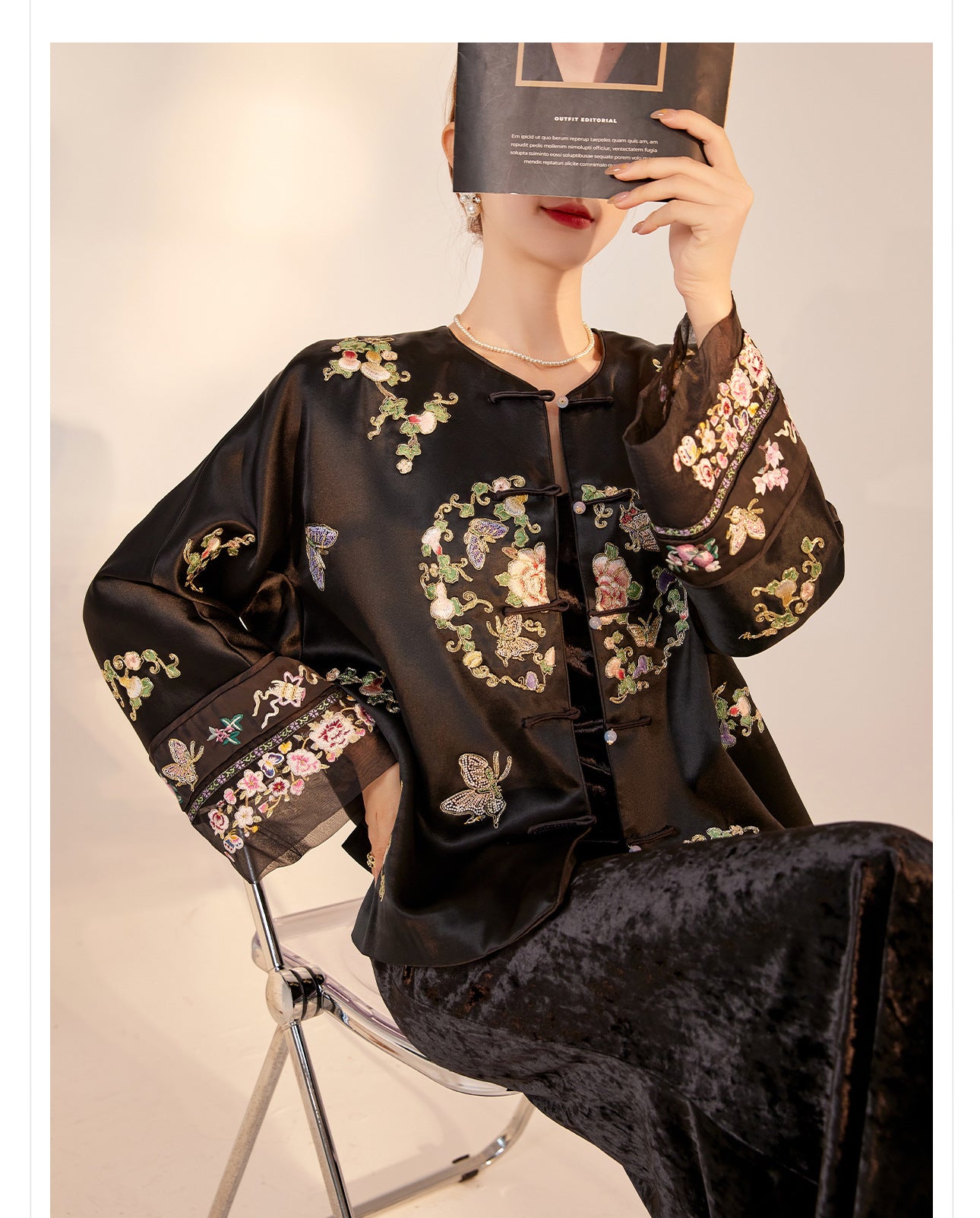 2026 Autumn New Chinese Style Printed Embroidered Acetate Coat for Women