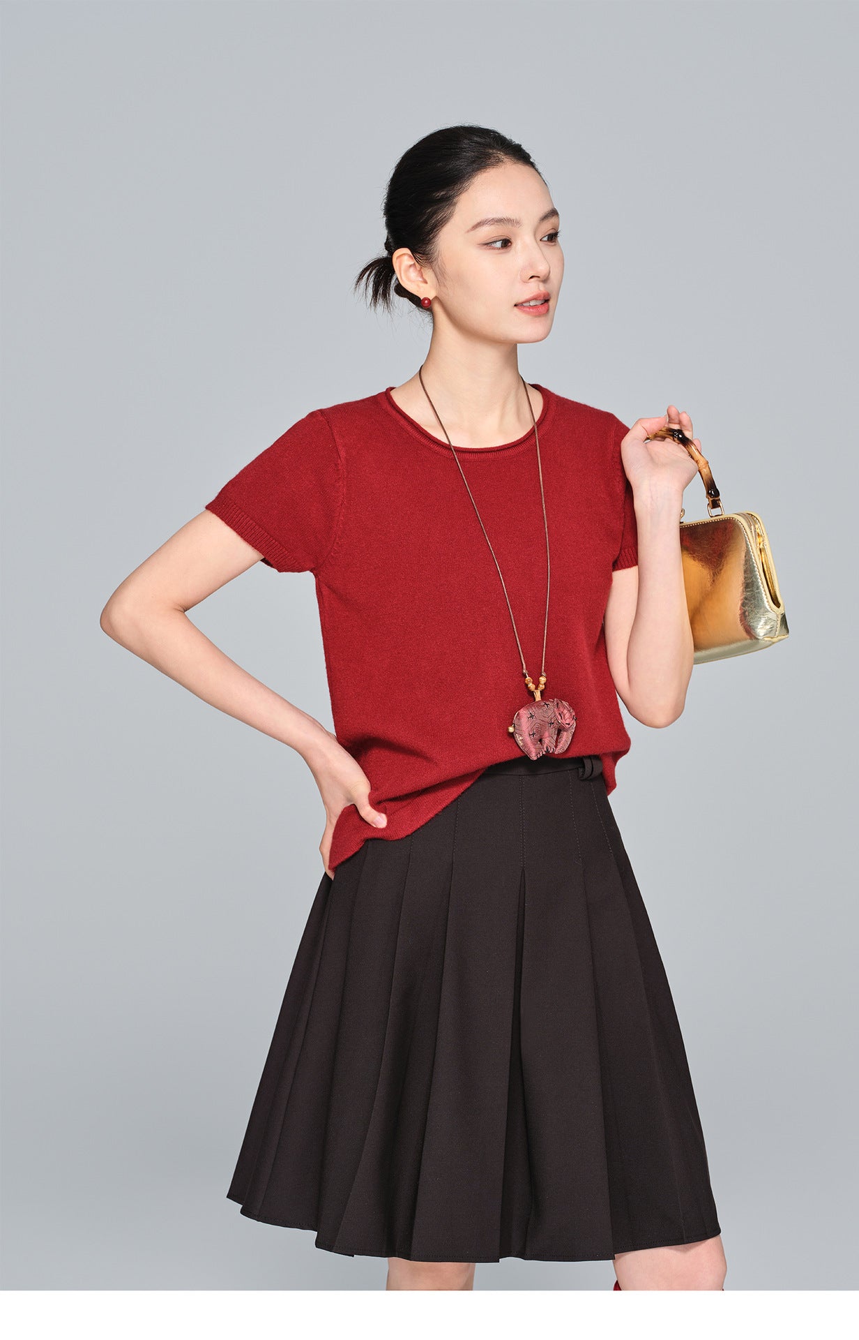 Early Autumn High-Waist Pleated Blazer Skirt