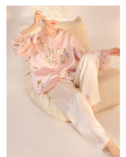 2026 Autumn New Chinese Style Printed Embroidered Acetate Coat for Women