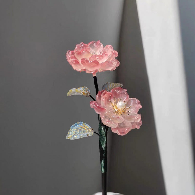 Ethnic Style Ancient Wooden Flower Hairpin High End Retro Hair Accessory