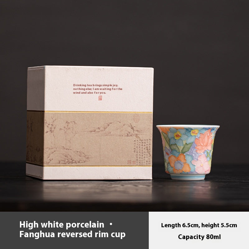 Jingdezhen Hand-Painted Underglaze Master Tea Cup Threaded Design