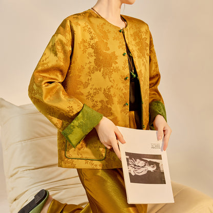 New Chinese Style Reversible Jacquard Elegant Top