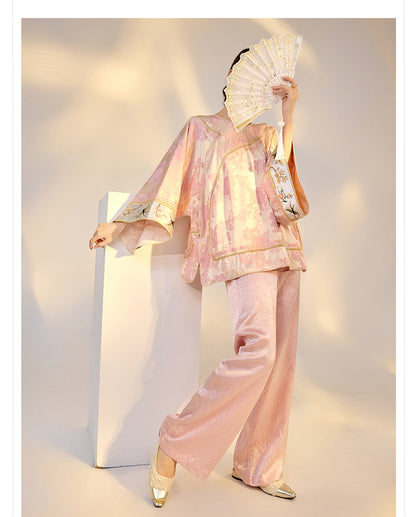 Elegant Jacquard Rayon Shirt New Chinese Style Loose Top