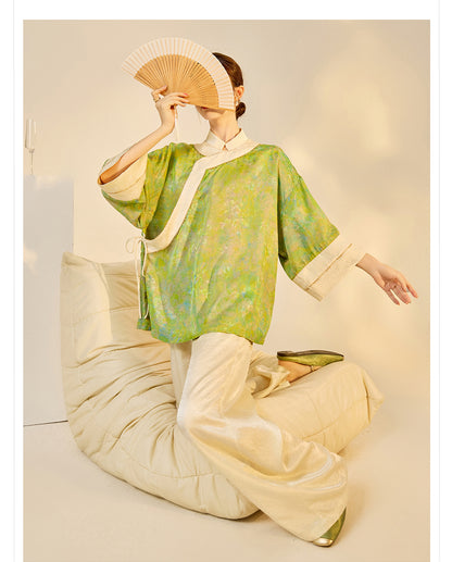 Early Autumn New Chinese Style Silk Lace-Up Short Coat | Retro Thin Top for Women