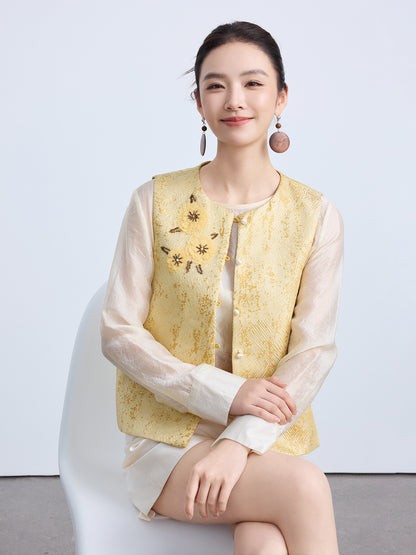 Elegant Chinese Style Sequin Embroidered Top