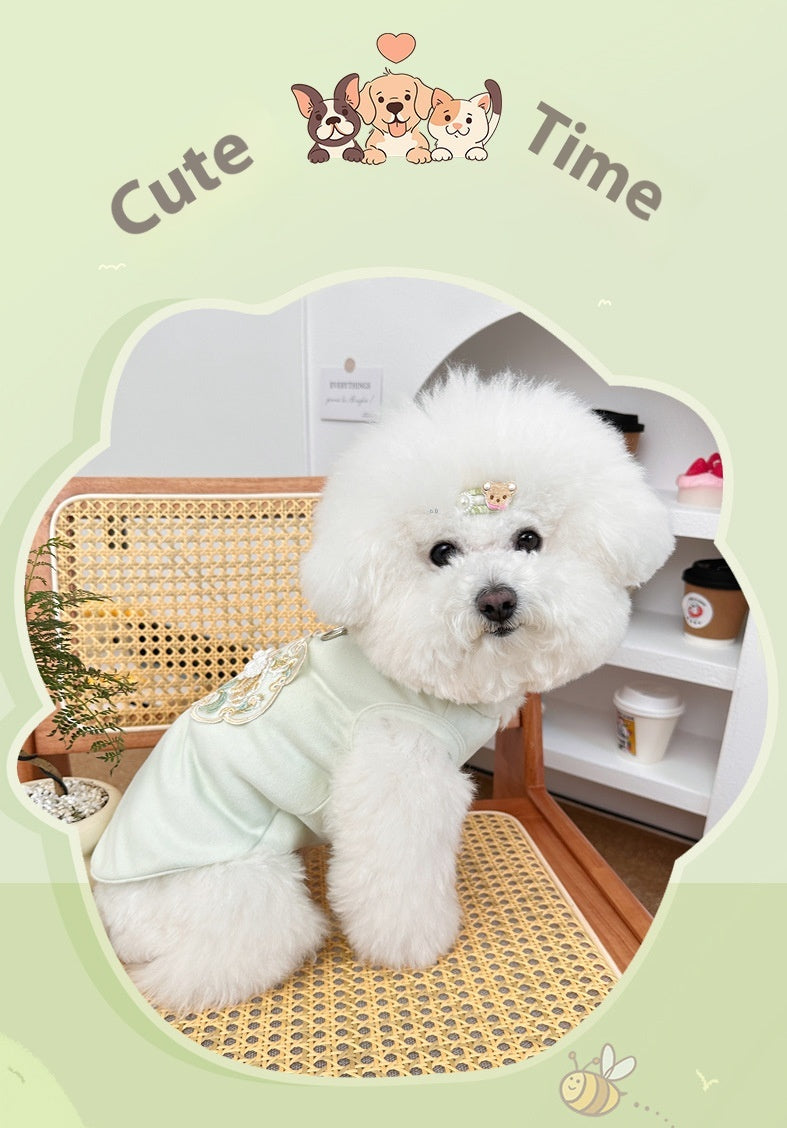 Spring Summer Pet Chinese Style Embroidered Vest for Dogs and Cats