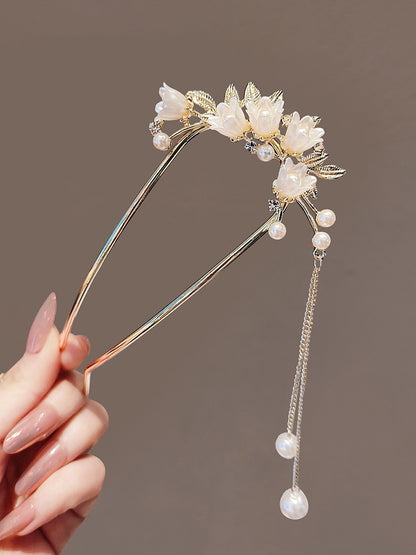 Super Fairy Bell Orchid Tassel U Hairpin Women High End Step Shake