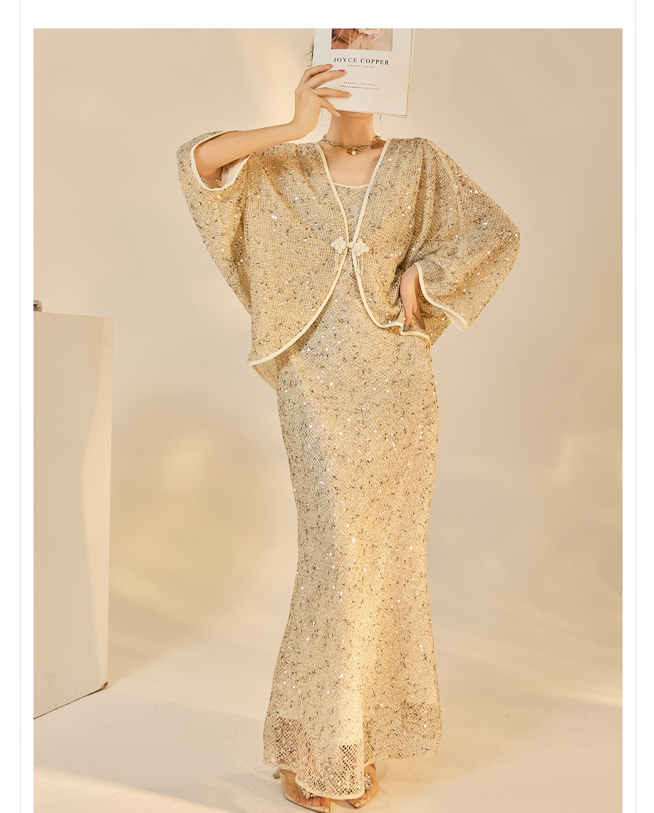 Autumn New Chinese Sequin Embroidered High-End Coat Dress Set