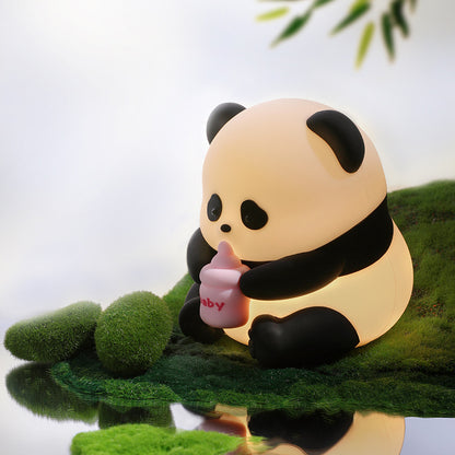 Panda Baby Bottle Night Light Silicone Rechargeable Bedside Lamp
